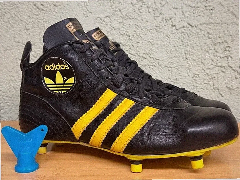 Size 8 - Vintage Adidas Beckenbauer Super Football (Soccer) Cleats Black Yellow