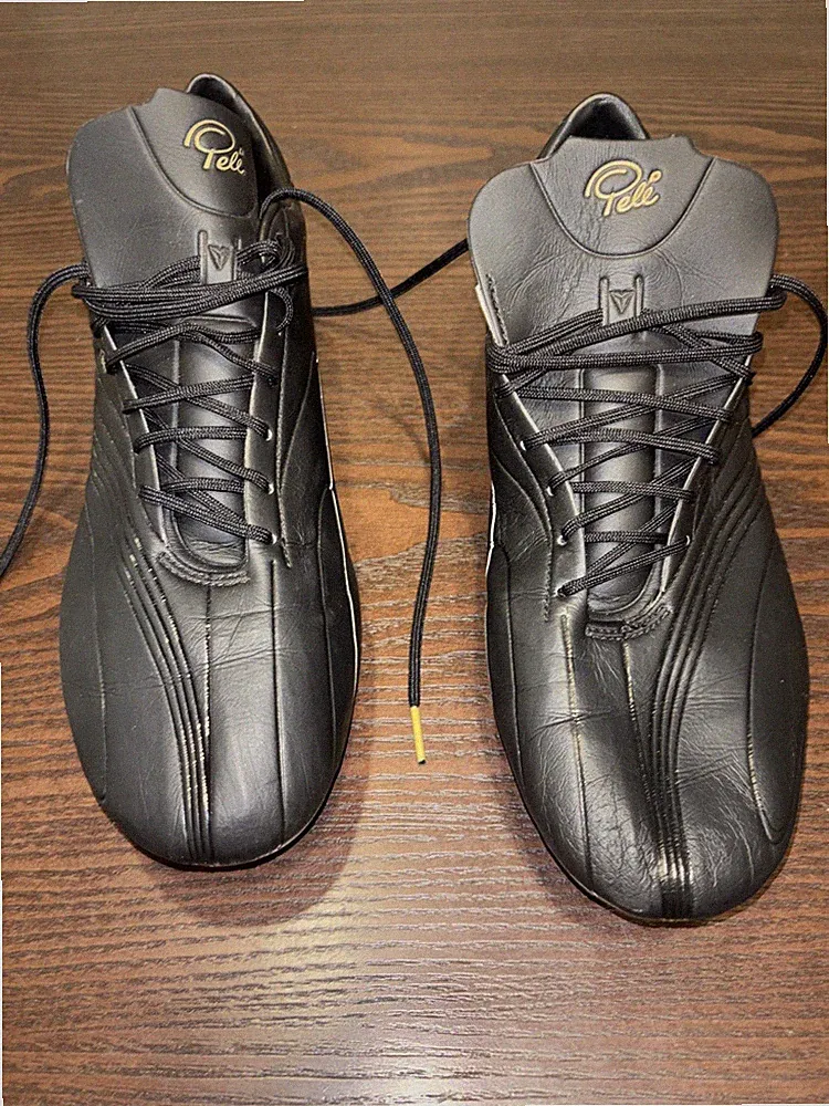 Size 9 1/2 Black Pelé Sports Trinity 3E K-Leather Soccer Cleats Brazil Preowned