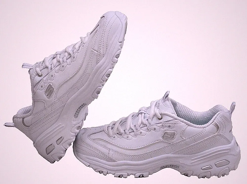 skechers d'lites shoes womens 7 wide fit triple white air cooled memory foam