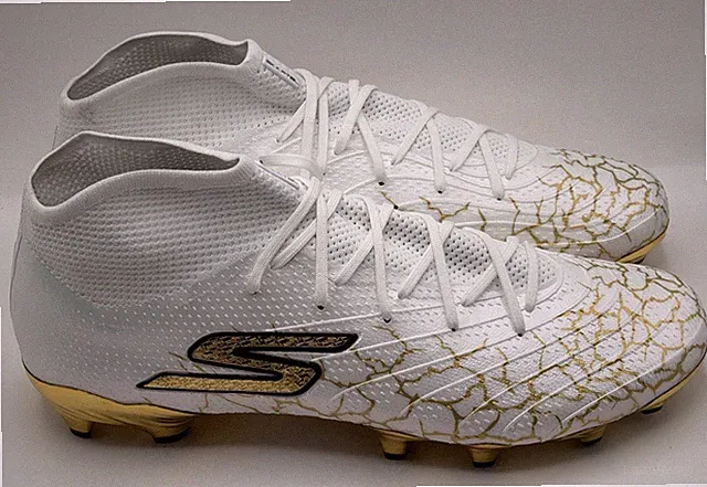 Skechers Razor 1.5 High Elite Soccer Cleats White Metallic Gold Mens Size 13 NEW