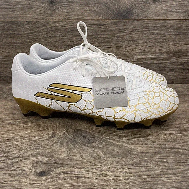 Skechers SKX-1.5 Academy Soccer Cleats Mens 10 White Gold Crackle 252017 WBGD