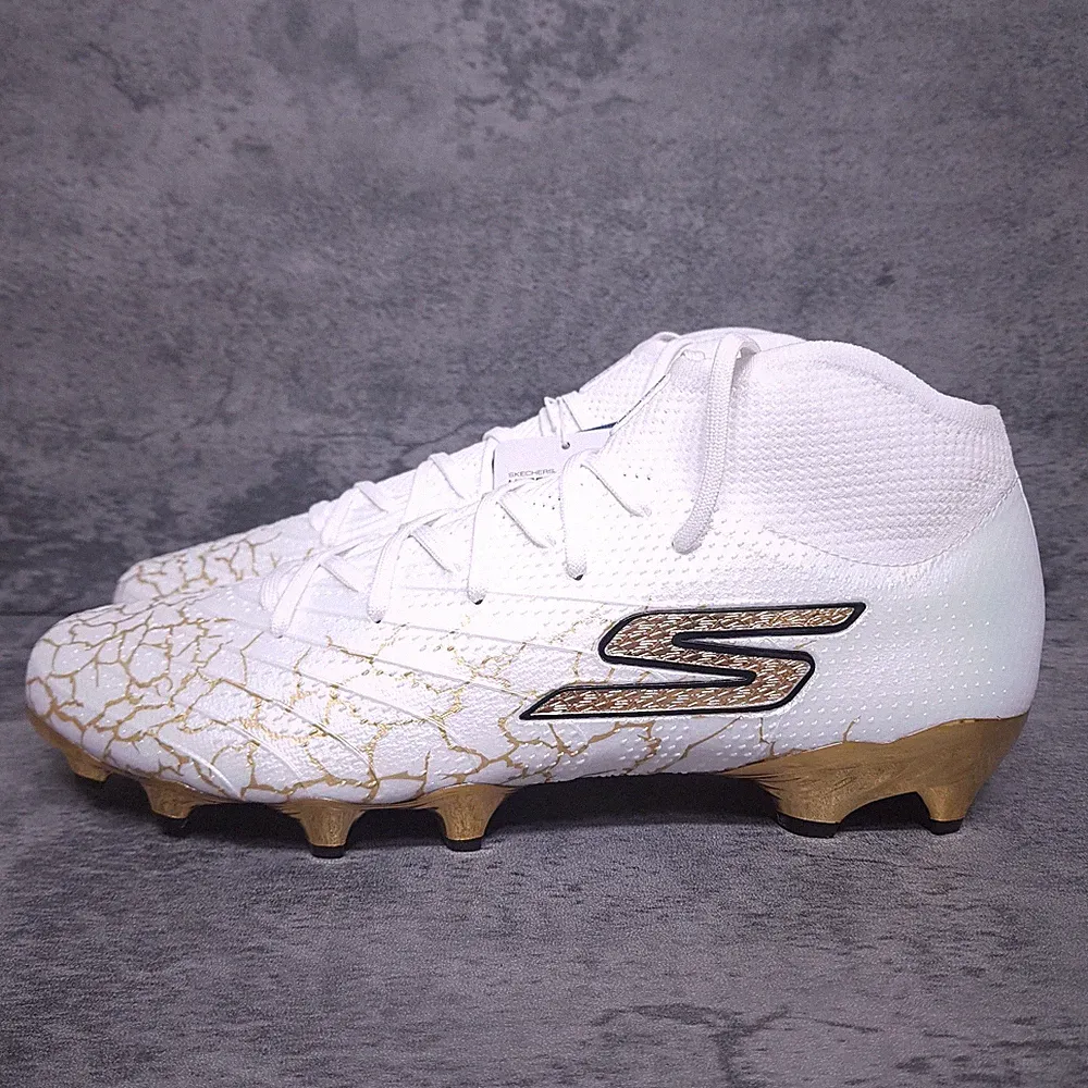 SKECHERS SKX 1.5 High Elite FG Soccer Cleats Mens 10.5 White Metallic Gold