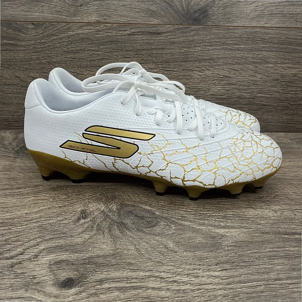Skechers SKX1.5 Academy Soccer Cleats Mens 7.5 White Gold Crackle SKX 252017