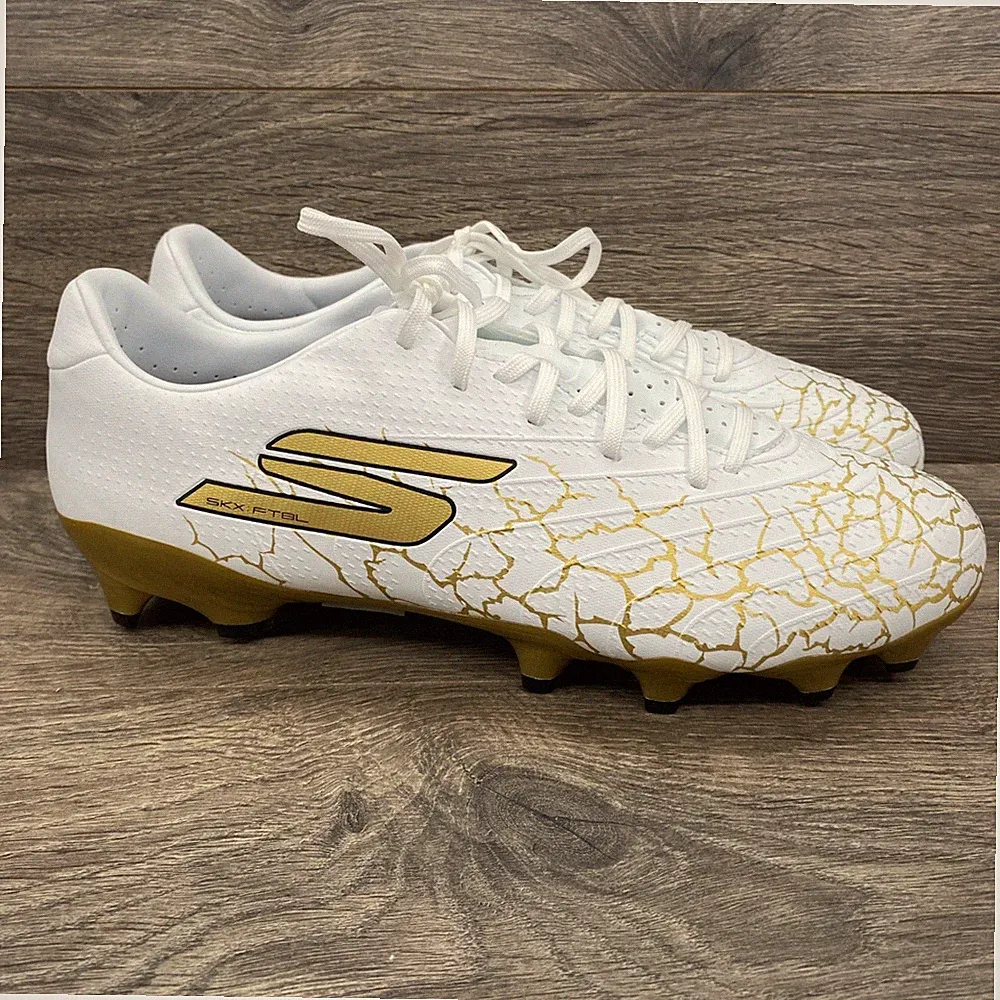 Skechers SKX1.5 Academy Soccer Cleats Mens 9.5 White Gold FG Shoes 252017