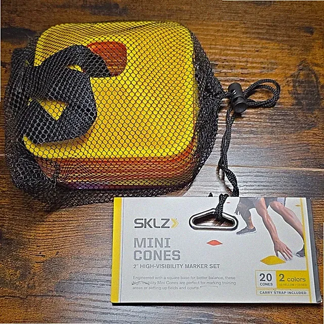 SKLZ Mini Cones 2" High-Visibility Field Marker Set 20 Pack Yellow Red Mesh Bag
