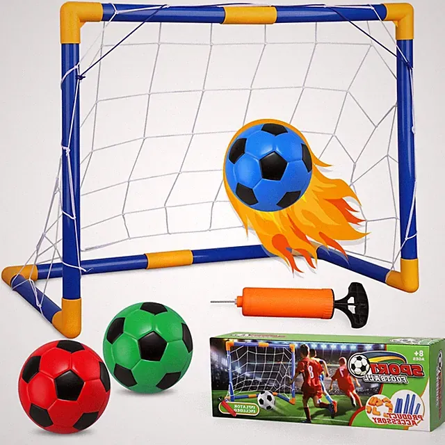 Small Soccer Goal Set with 3 Ball Pump for Baby Toddler Kid, multi-colored