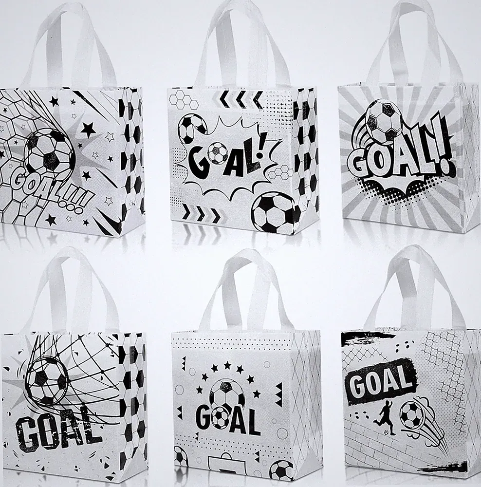 Soarvita 12Pack Soccer Goodie Bags with Handles: Soccer Party Favor Bags for Tre