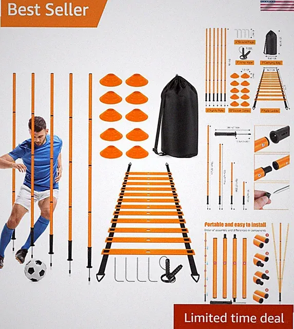 Soccer Agility Equipment: 6 Spring-Loaded Poles & Versatile Training Gear