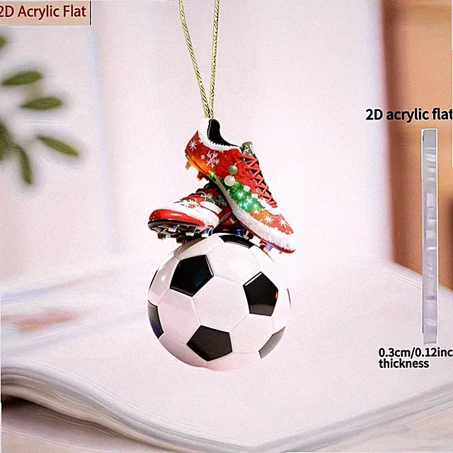 Soccer Ball and Soccer Cleats-2D Acrylic Ornament- Measures Approximately: 3.15"