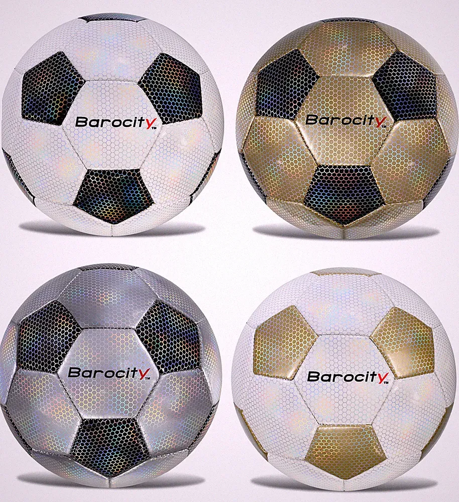 Soccer Ball - Black,Gold,Silver and White - Size 3,4,5