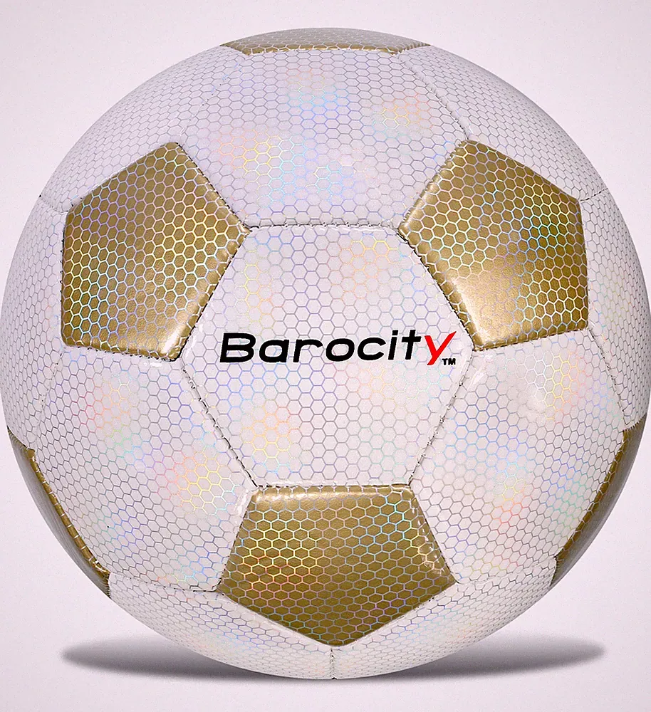 SOCCER BALL - CLASSIC WHITE & GOLD MODERN PATTERN - SIZE 4