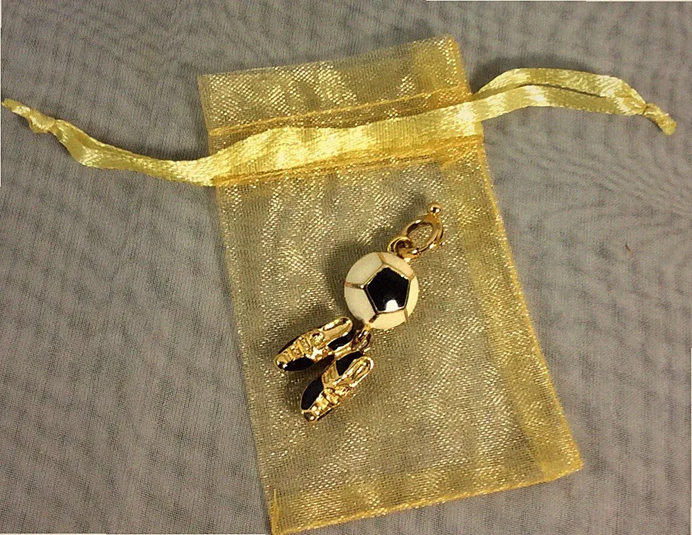 Soccer Ball & Cleats Bracelet Charm Add On Necklace Zipper Pull