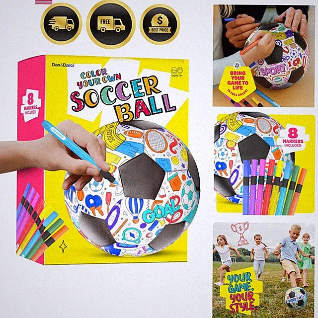 Soccer Ball Coloring Kit for Kids - Soccer Gifts for Girls & Boys - Sports Ea...