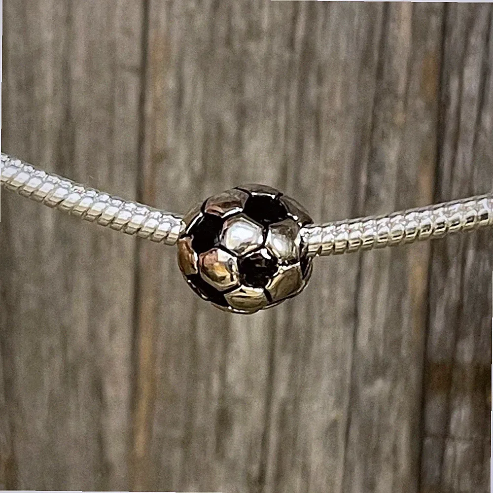 Soccer Ball Football Team Sports Silver European Charm Bead fit for bracelet