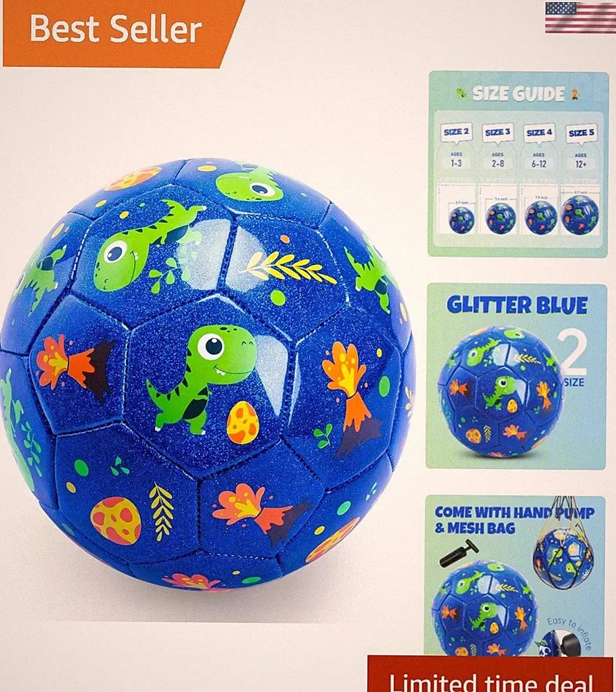 Soccer Ball for Toddler Kids 1-3 2-8, Size 2 Size 3 Soccer Ball, Cartoon Dino...