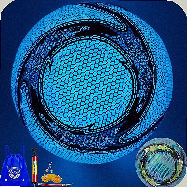 Soccer Ball Glow in The Dark Blue, Glowing Soccer Ball Size 4 for Men, Women...
