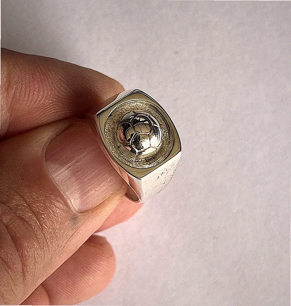 Soccer ball ring, silver soccer jewelry, football jewelry ring By Jewels USA