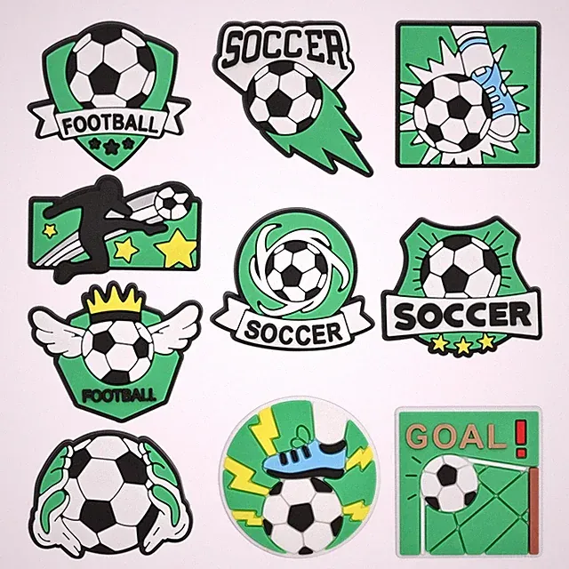 Soccer Ball Shoe Charms Set PVC Clog Decorations Football Team Shoe Accessories