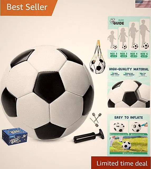 Soccer Ball Size 2/3/4/5 with Pump & Bag, Deflated Ball - 1 2 or 3 Pack - Cla...