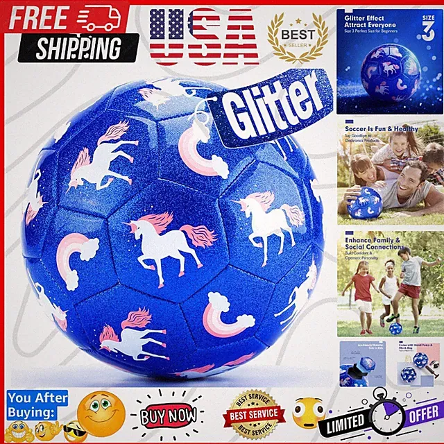 Soccer Ball Size 3 with Pump Deflated & Mesh Bag - Soccer Ball for Girls Boys...