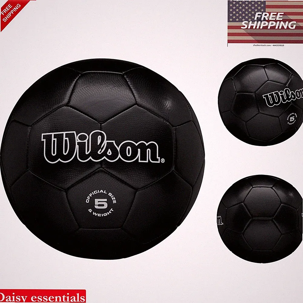 Soccer Ball Size 5 Black Rubber Adult Sports Equipment for Recreation