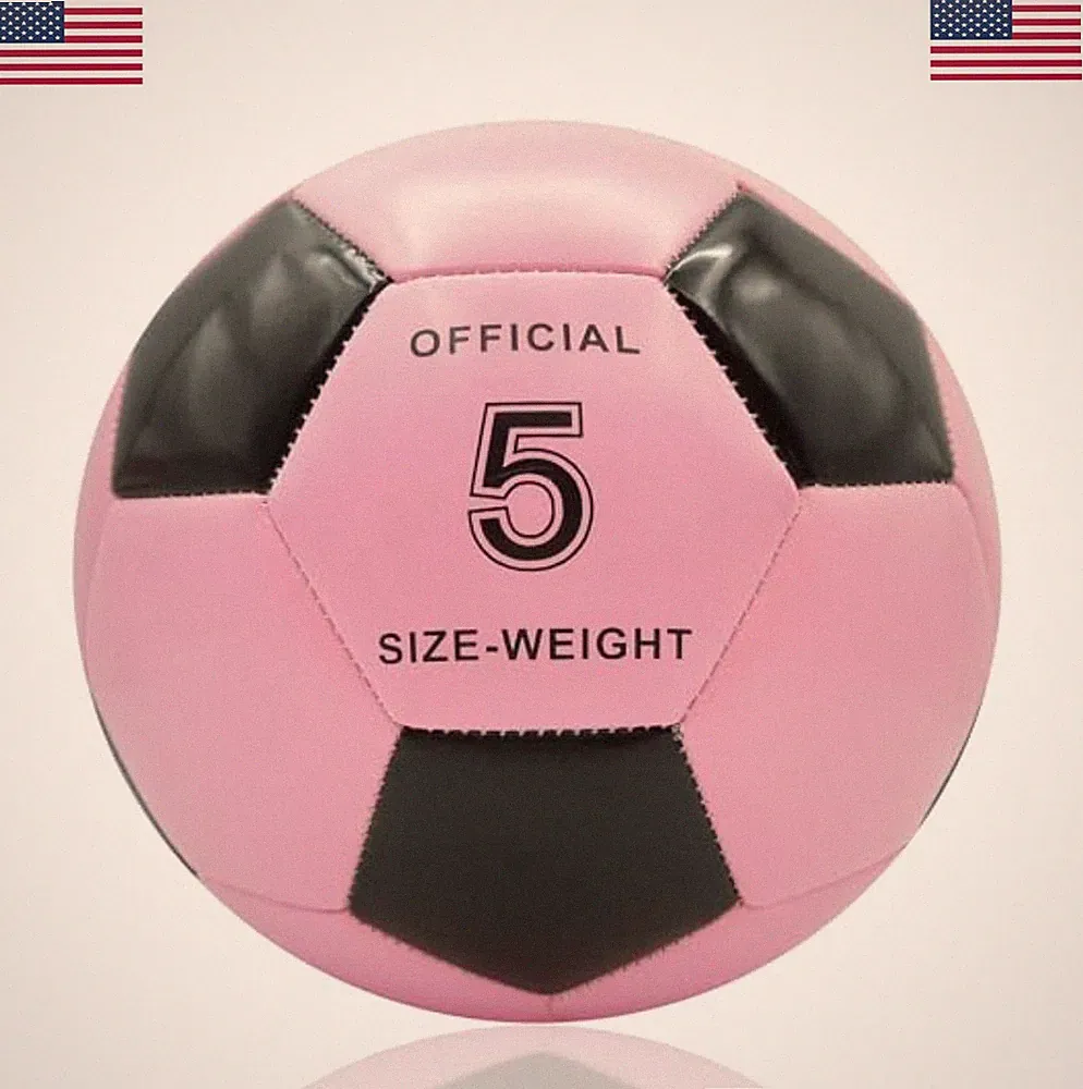 Soccer Ball Size 5 Official 22cm PVC Machine Stitched Fade-Resistant Pink