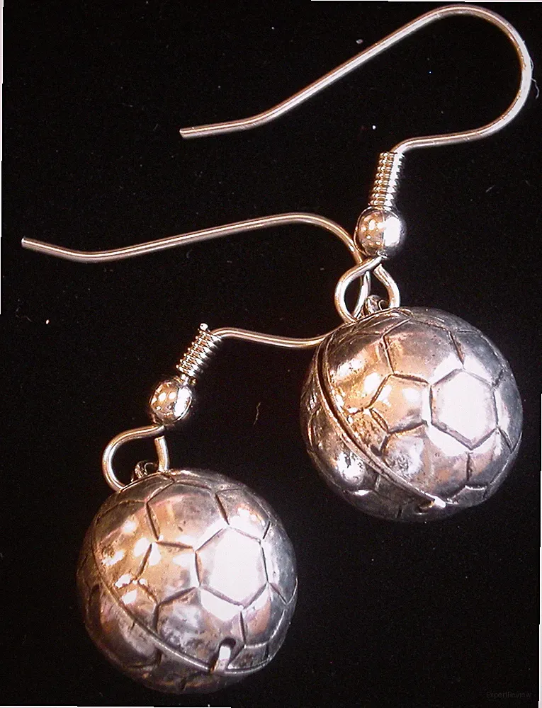 Soccer Ball Soccerball Earrings 2-sided Matte Silver Ox