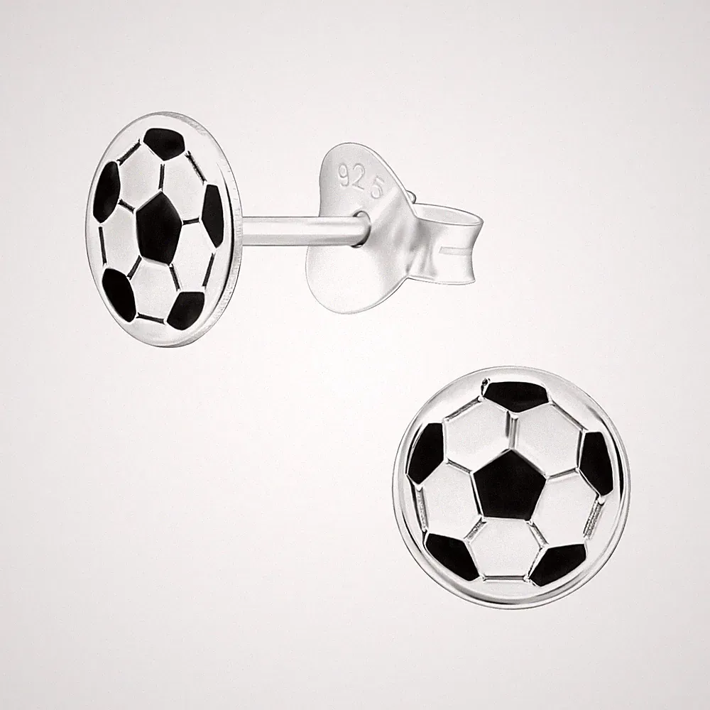 Soccer Ball Sports Sterling Silver Stud Earrings Girls, Women Epoxy Jewelry New