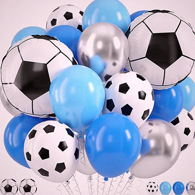 Soccer Balloons Blue White for Boys Men Soccer Themed Party Decorations