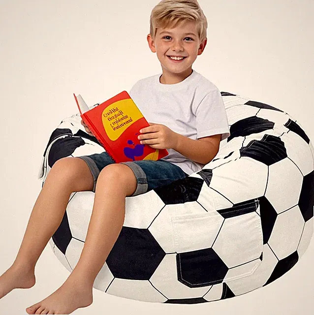 Soccer Bean Bag Chair for Kids Teens Adults, Memory Fo Filled
