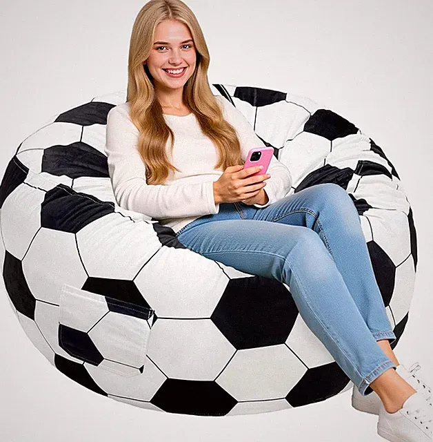 Soccer Bean Bag Chair for Teens and Adults, Memory Fo Filled