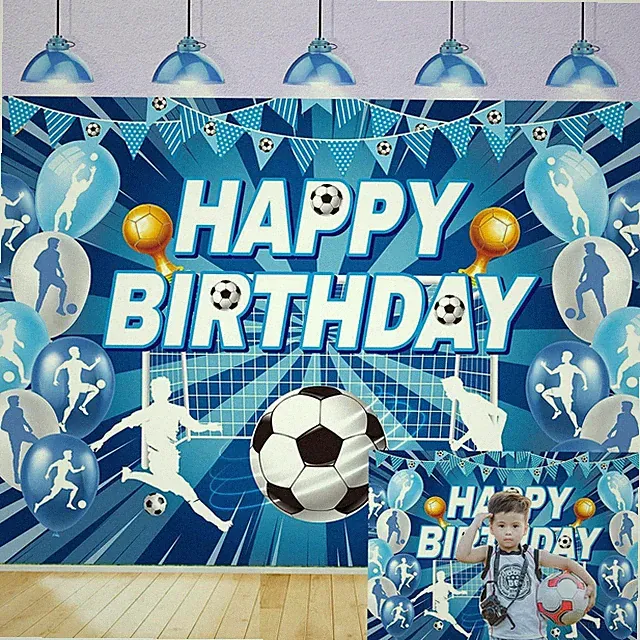 Soccer Birthday Backdrop Blue Soccer Happy Birthday Photography Bckdground