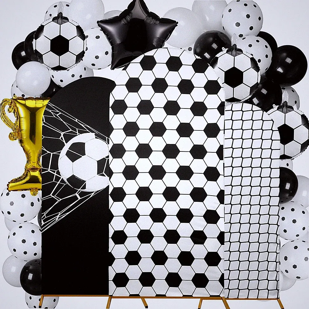 Soccer Birthday Party Arch Backdrop Covers - 34 Pcs Spandex Decorations, 4ft-6ft