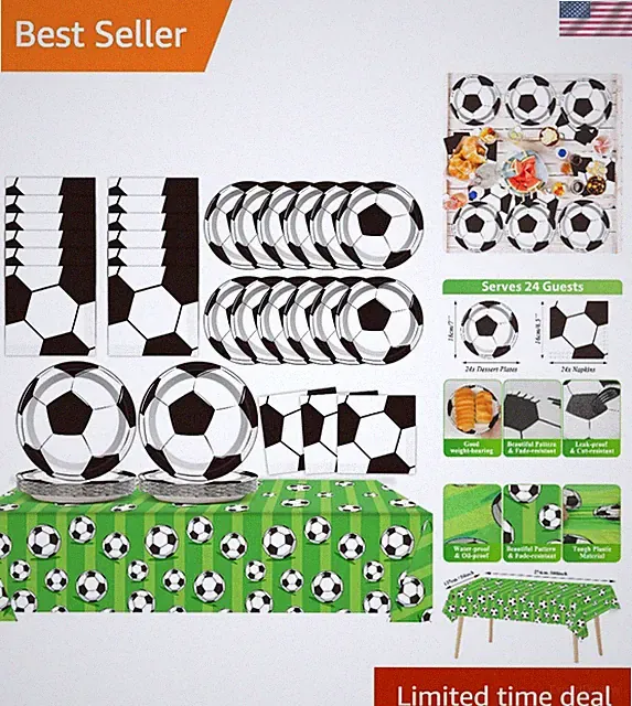Soccer Birthday Party Decoration Plates Napkins Tablecloth Supplies -Serves 2...