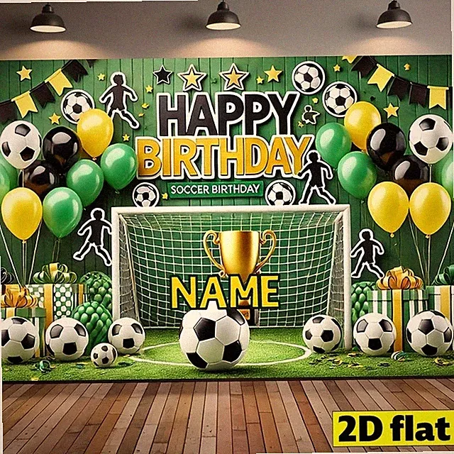 Soccer Birthday Photography Backdrop2D Flat Background Cloth Birthday Party ◐