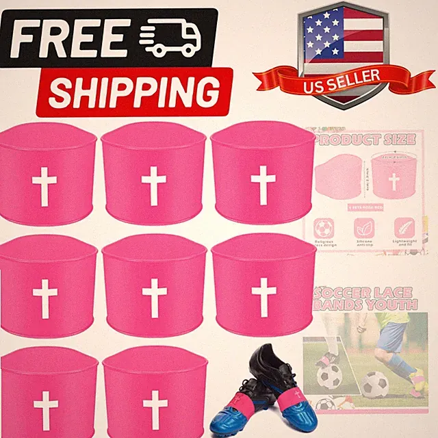 Soccer Cleat Lace Cover Youth Christian Cross Silicone Lace Bands Cover for S...