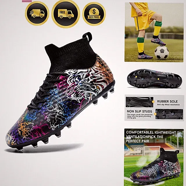 Soccer Cleats Boys Youth Training Football Cleats Athletic Outdoor Girls Socc...