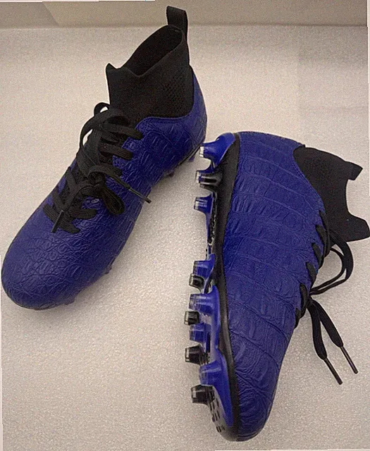 Soccer Cleats High-Top Outdoor Non-Slip Football Shoes Blue Size 38. New *READ..