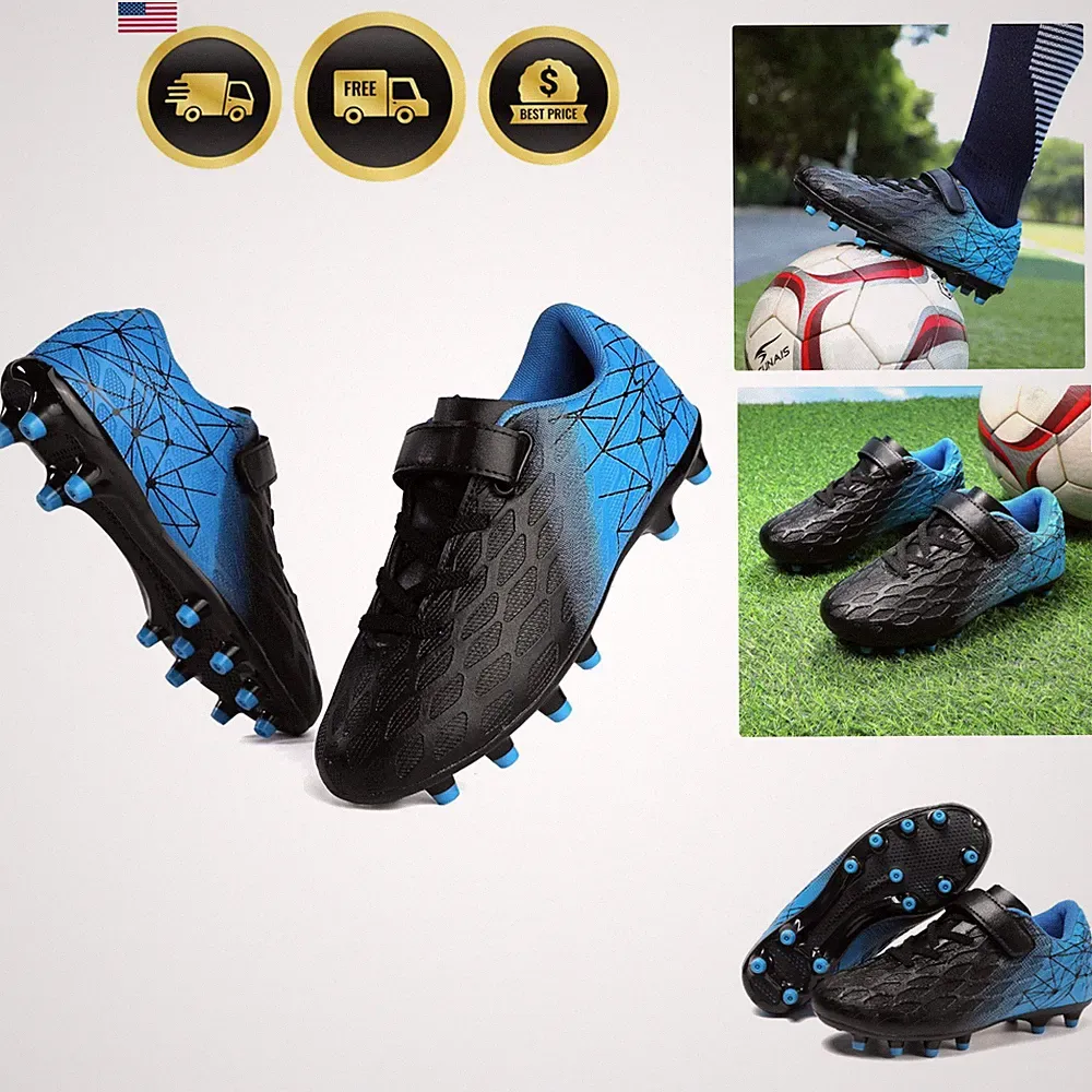 Soccer Cleats, Kids Firm Ground Football Shoes, Boys Girls Athletic Outdoor