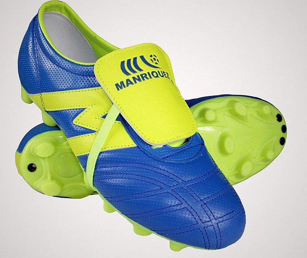 Soccer Cleats Manriquez Authentic Leather Royal Blue/Green Made in Mexico