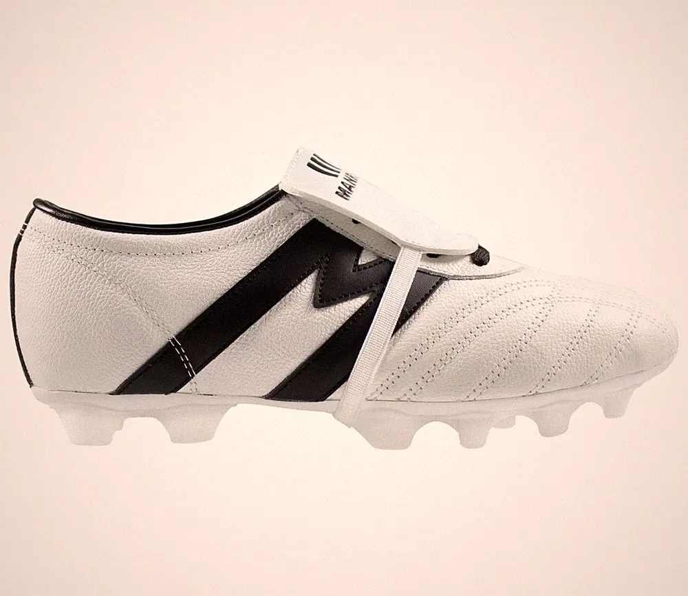 Soccer Cleats Manriquez Authentic Leather White/Black Made in Mexico
