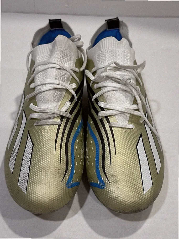 Soccer Cleats Outdoor +f30 Gold White Blue Mens Size 8.5
