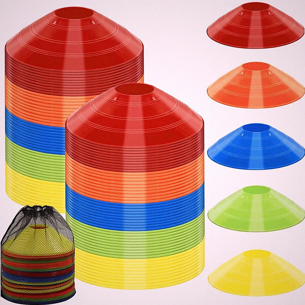 Soccer Cones for Training, 100/15 Pack Agility Cones with Carry Bag, Multi-Colo