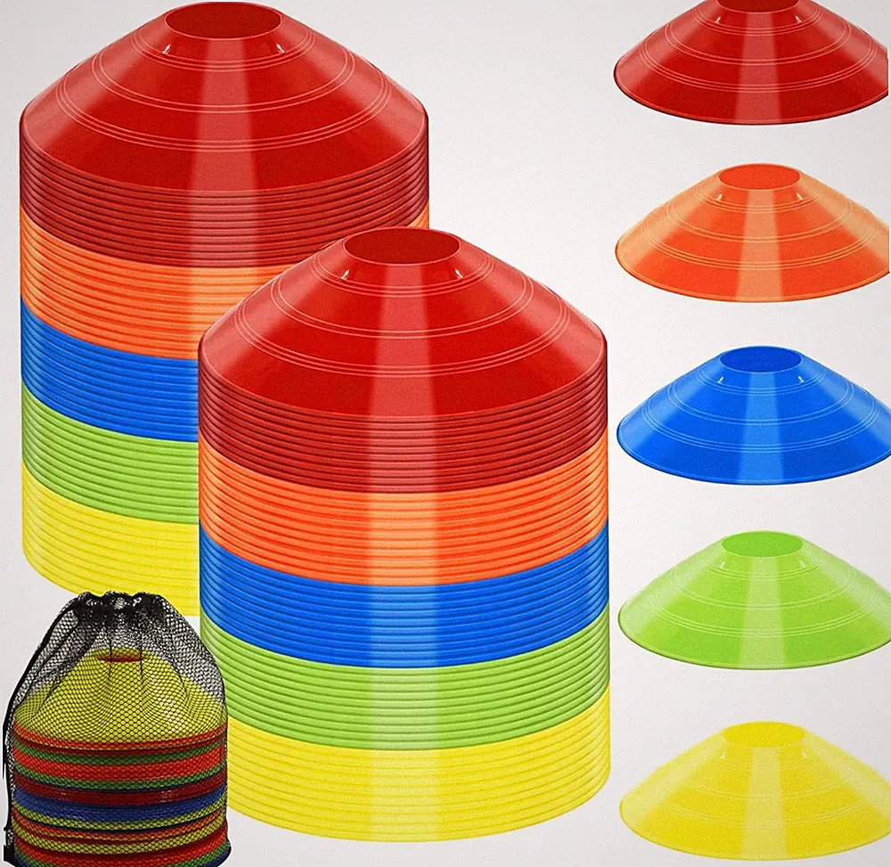 Soccer Cones for Training, 100/15 Pack Agility Cones with Carry Bag, Multi-Color