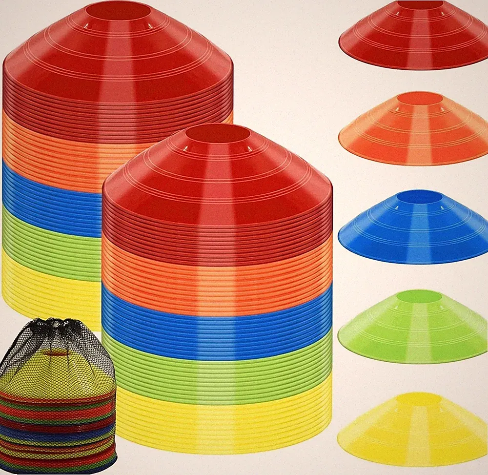 Soccer Cones for Training, 100/15 Pack Agility Cones with Carry Bag,Multi-Color