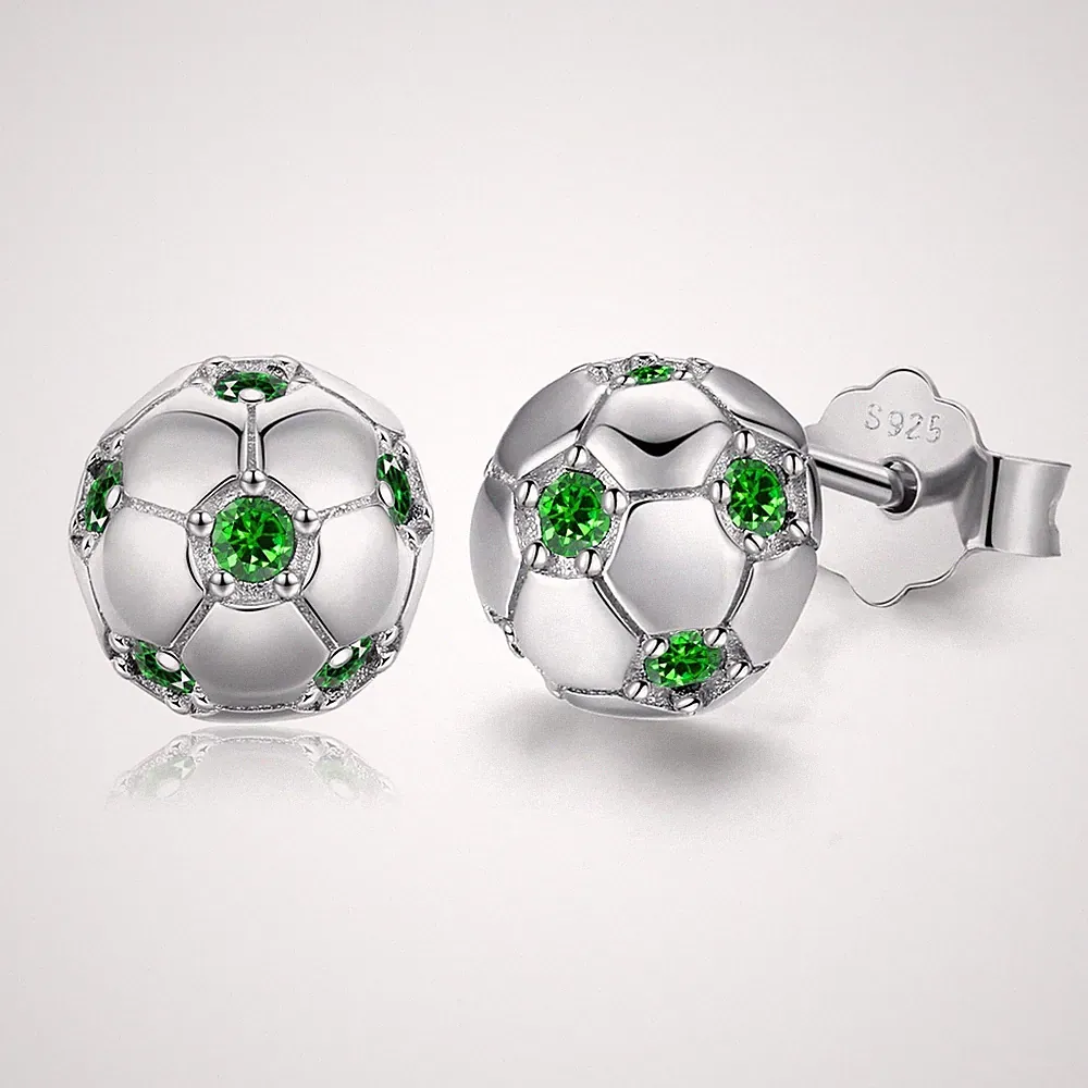 Soccer Earrings for Women 925 Sterling Silver Soccer Stud Earrings/Drop Earri...
