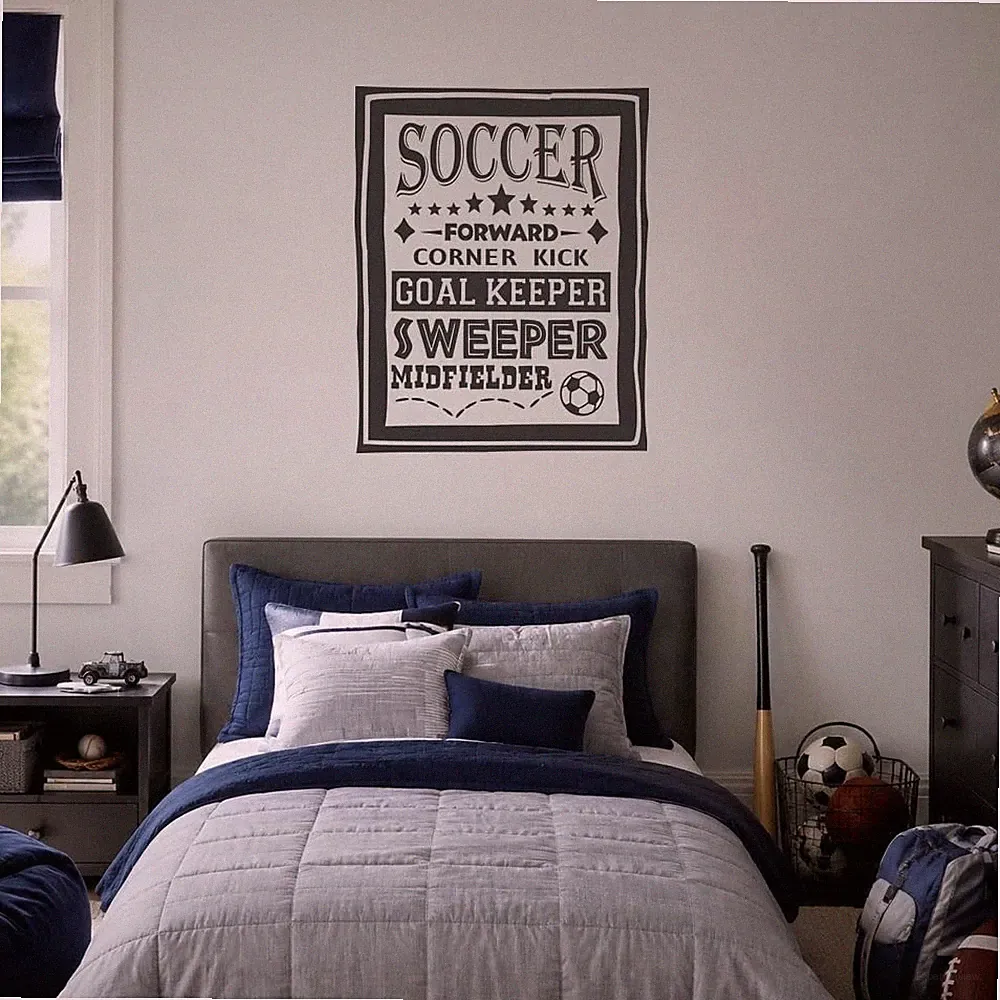 Soccer Forward Goal Wall Decal Sticker, Boys Room Decor Vinyl Home Decor