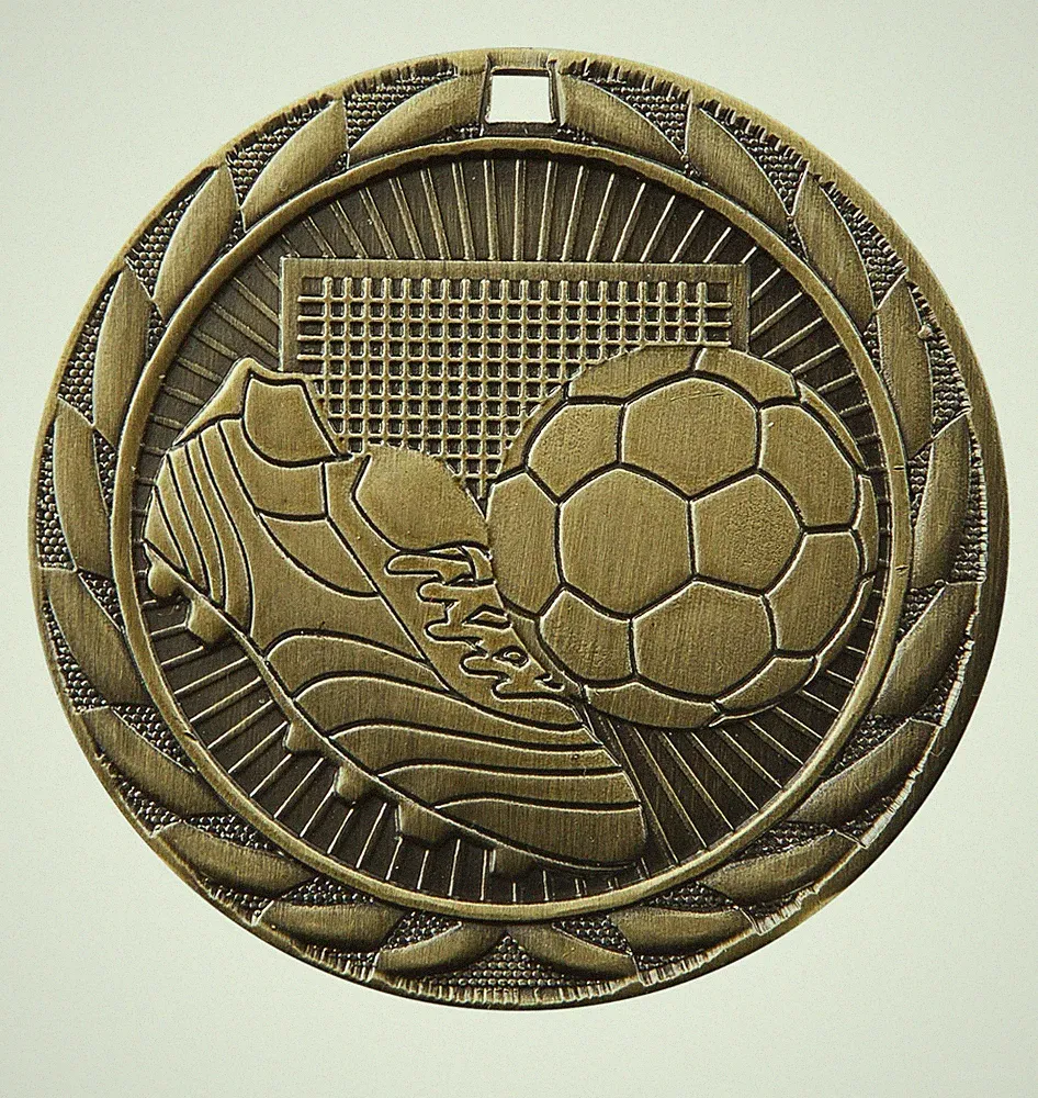 SOCCER FUTBOL MEDAL GOLD SILVER BRONZE W NECK RIBBON IRON SERIES MEDALS *