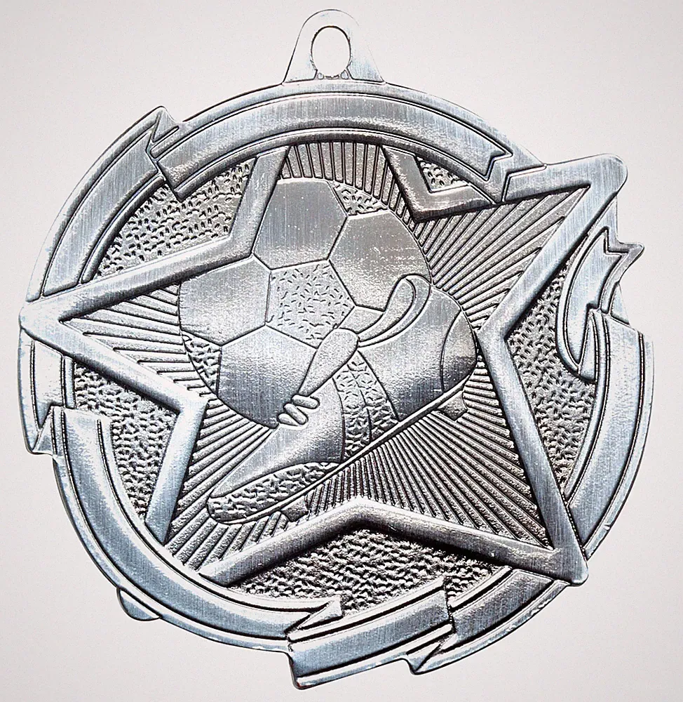 SOCCER FUTBOL MEDALS GOLD SILVER BRONZE W/ NECK RIBBON VALUE STAR SERIES *