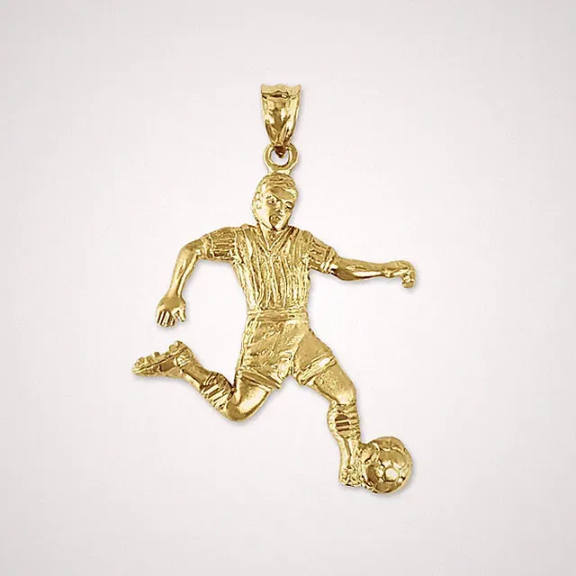 Soccer/Futbol Player Charm with Diamond Cuts 14k Yellow Gold